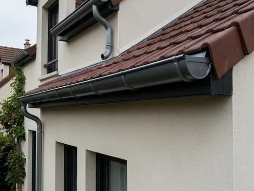 Après : gouttière neuve et façade propre
